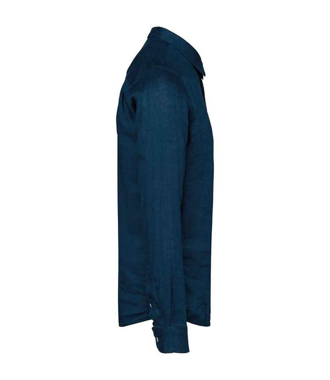 Mens linen long-sleeved shirt peacock blue Spasso-3