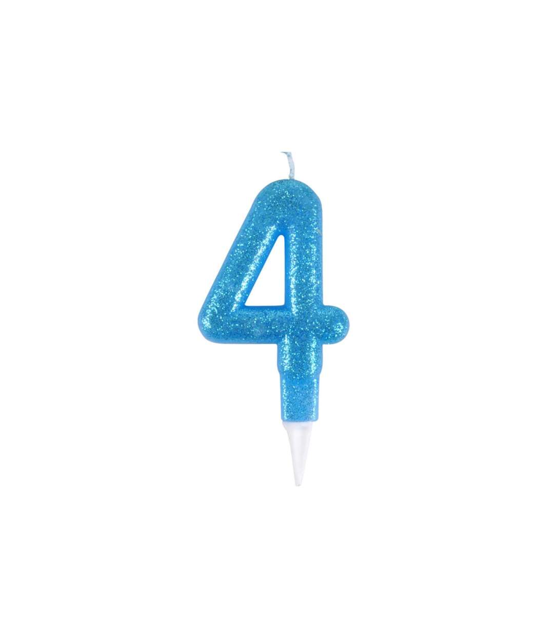Bougie d'Anniversaire Paillette Chiffre 4 7cm Bleu-1