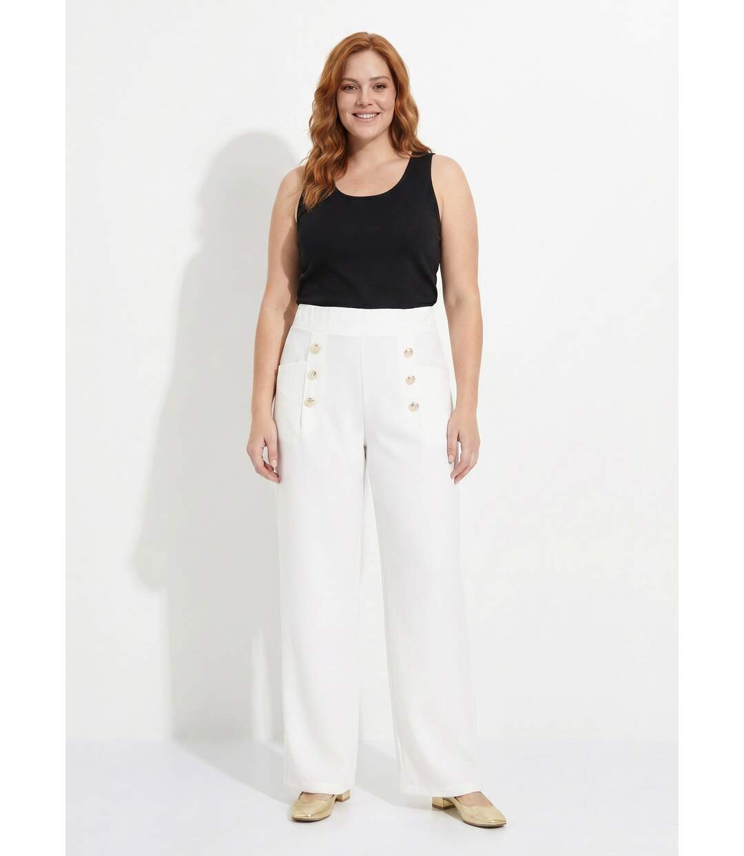 Pantalon effet pont ceinture élastiquée dos-3