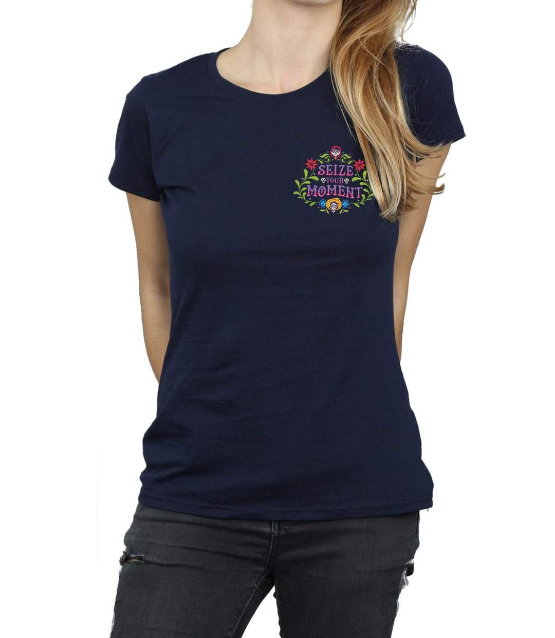Disney - T-shirt COCO SEIZE YOUR MOMENT - Femme (Bleu marine) - UTBI14229-3