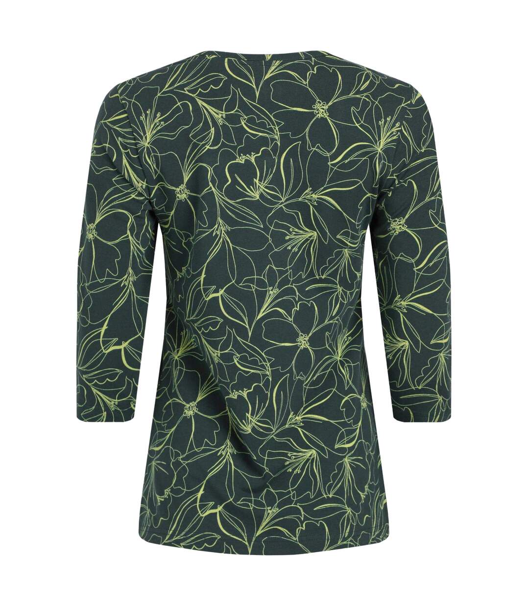 Womens/ladies wyman printed square neck t-shirt forest green Weird Fish-2