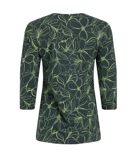 Womens/ladies wyman printed square neck t-shirt forest green Weird Fish