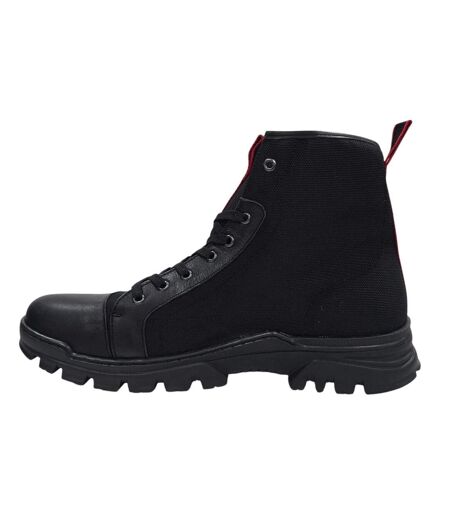 Mens Lucas Leather Combat Boots Black Firetrap