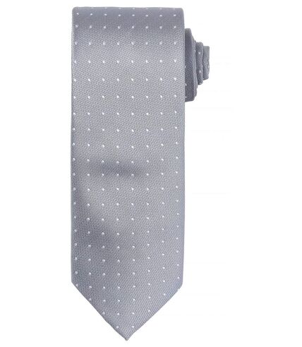 Cravate à petits pois - PR781 - gris silver et blanc