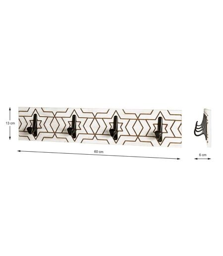 Patère Murale Design Fraisé 60cm Blanc & Noir