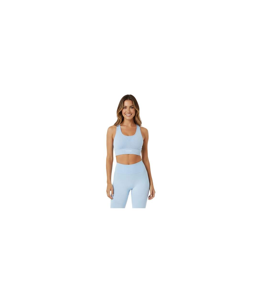 Brassière De Sport Motif/style Côtelé Femme Bleu Pâle USA-1
