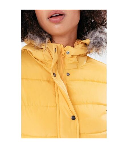 Hype Womens/Ladies Faux Fur Trim Padded Coat (Mustard Yellow) - UTHY6954