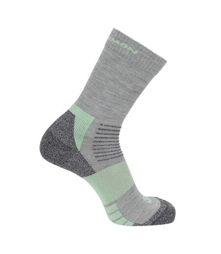Pack Of 2  Womens/ladies Merino Wool Crew Socks  Grey Green Salomon