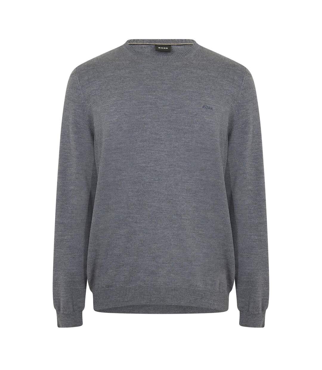 Mens Crew Neck Regular Long-sleeved Sweatshirt Medium Grey Boss-1