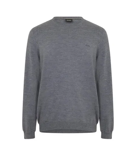 Mens Crew Neck Regular Long-sleeved Sweatshirt Medium Grey Boss