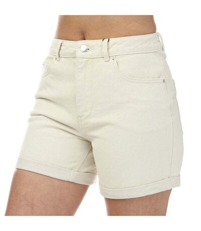 Womens/ladies Zuri Denim High Rise Loose Shorts Ecru Vero Moda