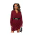 Womens/ladies Polyester Belted Wrap Dress Wine Ax-2