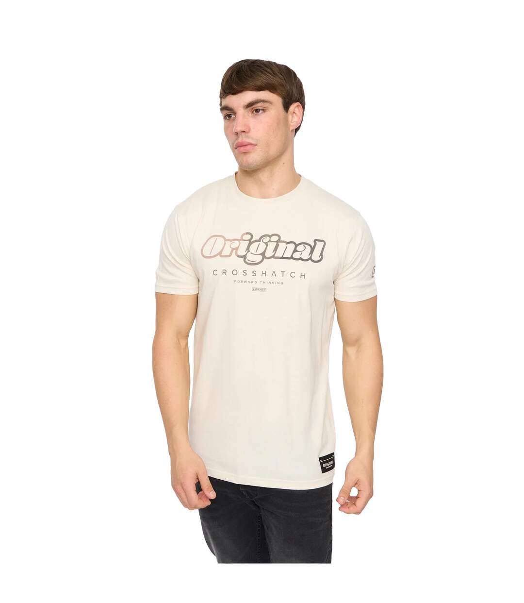 Mens Hybridge T-shirt Off White Crosshatch-1