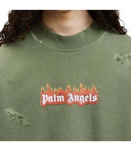 Unisex Adult Flames Sweatshirt Green Palm Angels