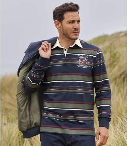 Men's Striped Jersey Polo Shirt 