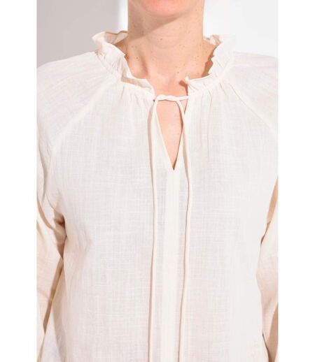 Blouse ample col V fantaisie lien à nouer