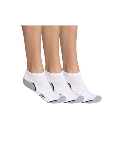 DIM Lot de 3 paires de Socquettes Femme MicroCoton IMPLEG Blanc Gris