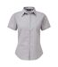 Short Sleeve Poplin Blouse / Plain Work Shirt Silver Premier-1