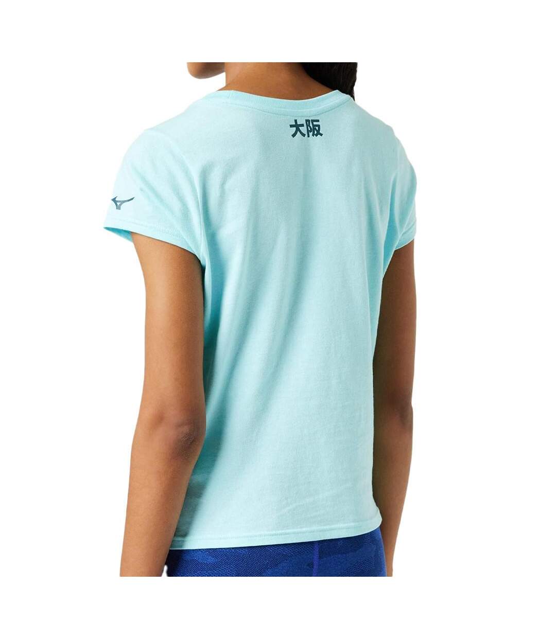 T-shirt bleu femme technique mizuno athletic-2