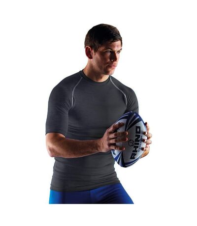 Base Layer Sport À Manches Courtes Homme Noir Chiné Rhino