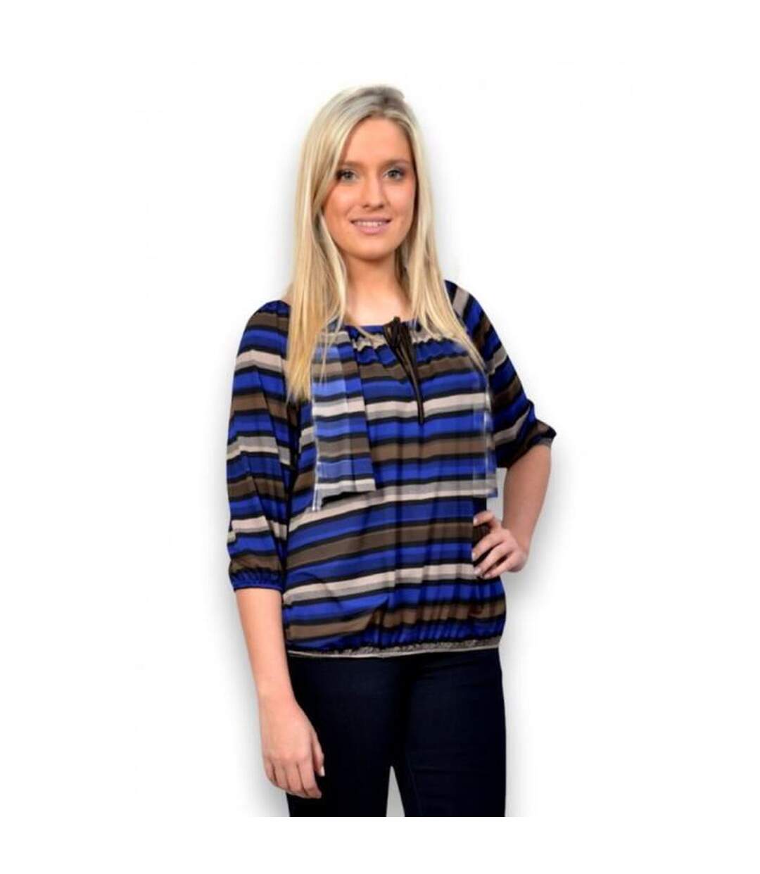 Top femme manches 3/4 - Couleur bleu-1