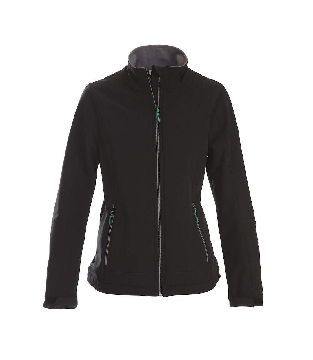 Womens/ladies Trial Soft Shell Jacket Black Printer-1