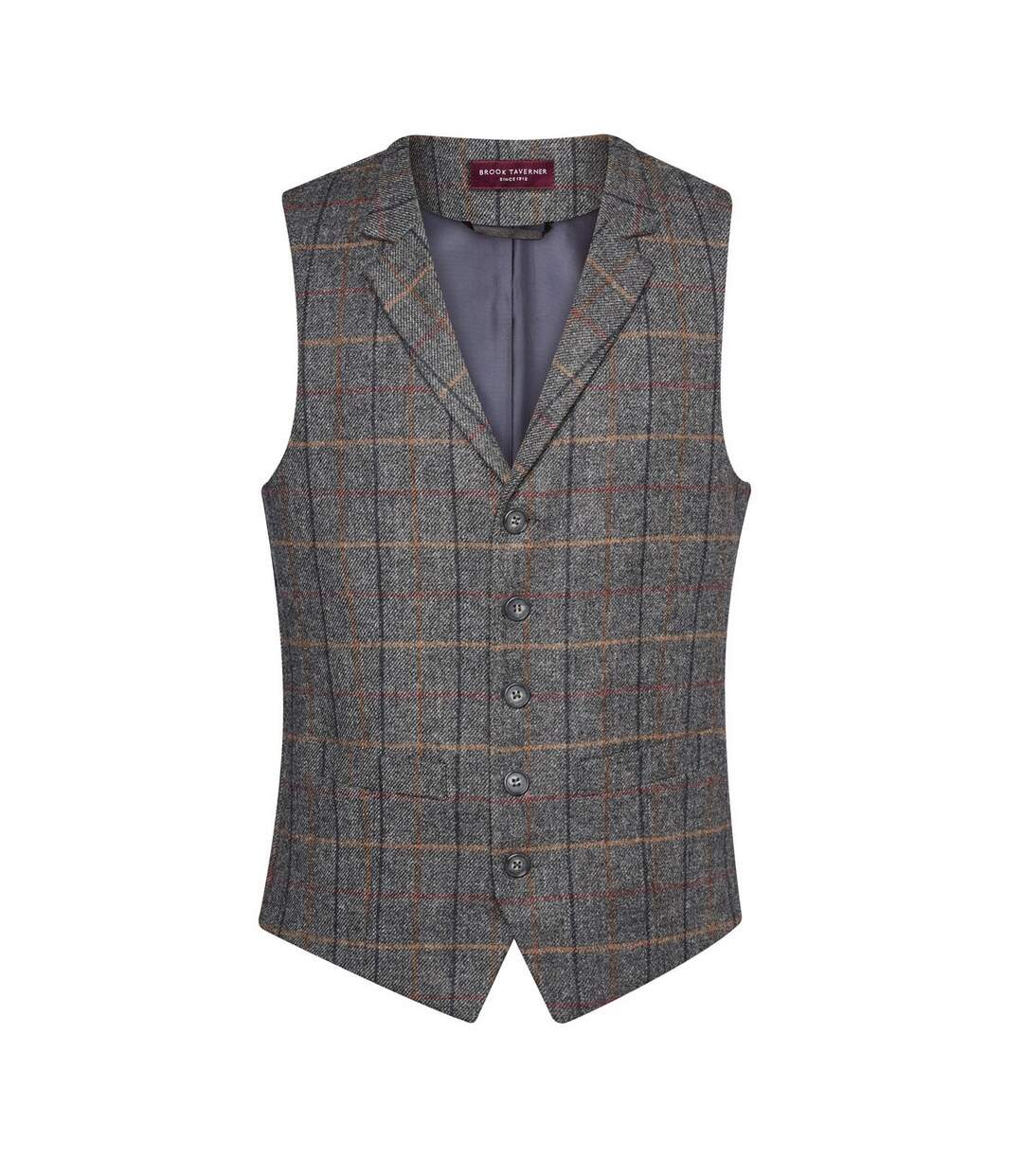 Gilet memphis homme gris / marron à carreaux Brook Taverner