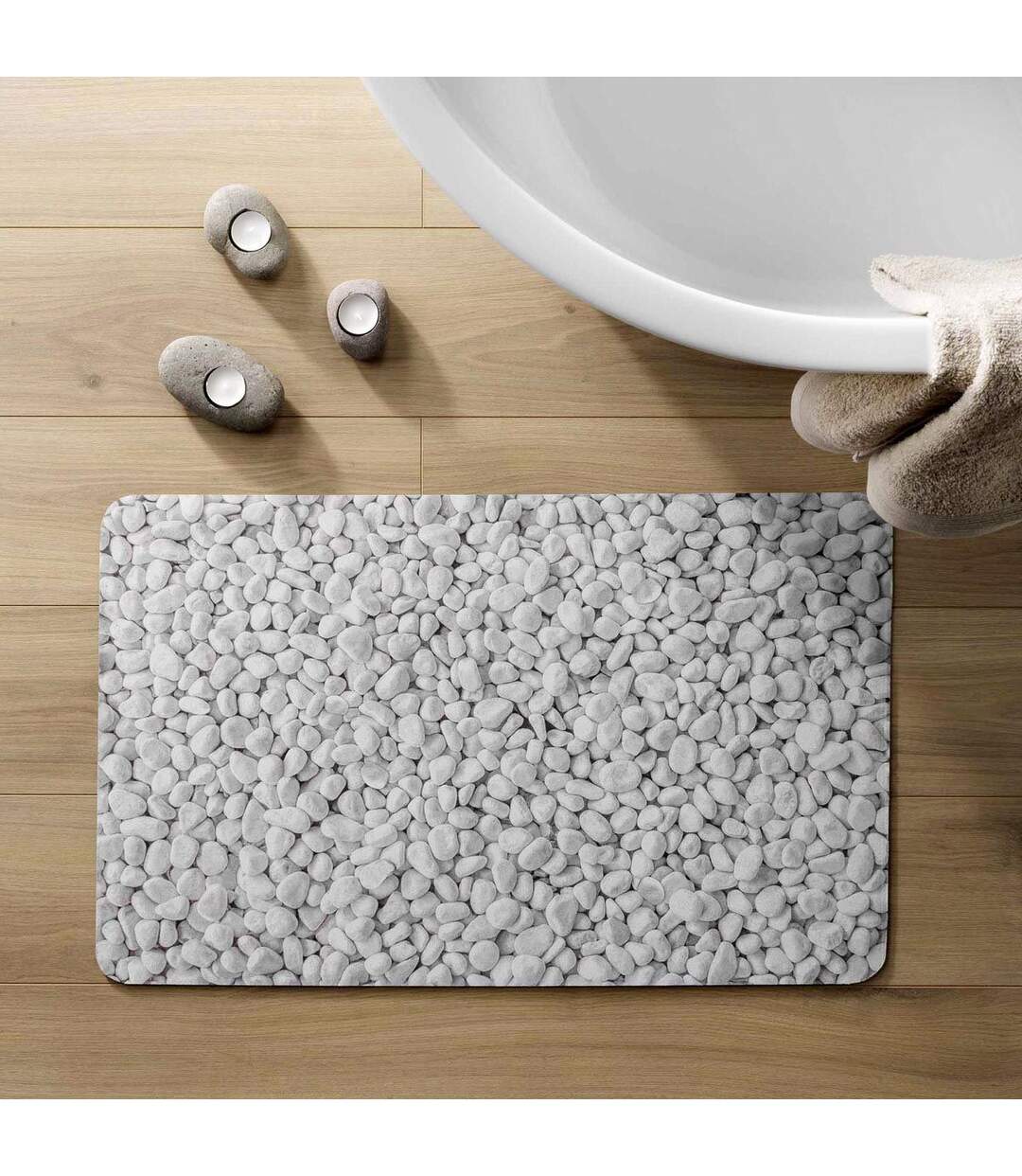 Tapis de Bain Imprimé Leandra 50x80cm Gris-5