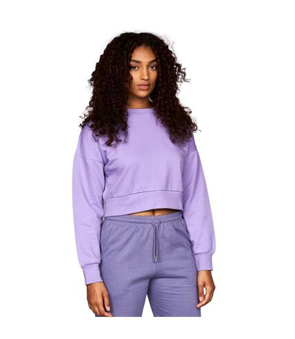 Womens/ladies catalina crew neck crop sweatshirt purple Juice