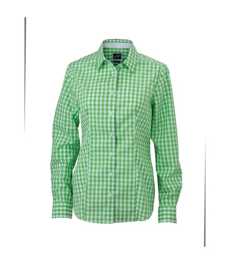 chemisier chemise manches longues FEMME carreaux vichy JN616 - vert