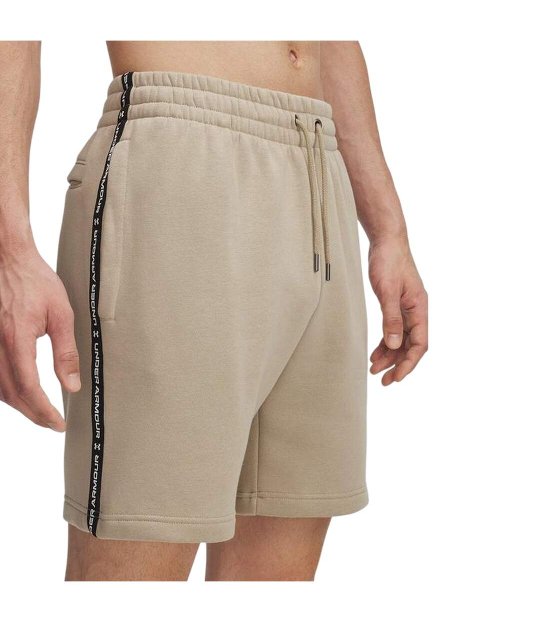 Mens Icon Fleece Taped Sweat Shorts Marine Od Green Under Armour-4