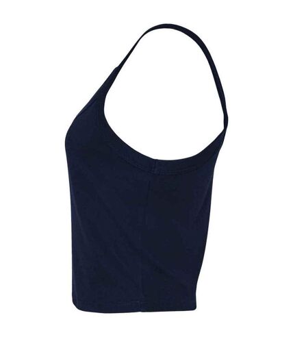 Womens/ladies plain micro-rib spaghetti strap tank top solid navy Bella + Canvas