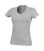 Womens/ladies feel good heather v neck t-shirt heather grey SF