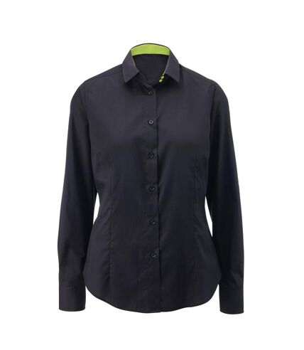 Alexandra Womens/Ladies Roll Sleeve Hospitality Work Shirt (Black/ Lime)