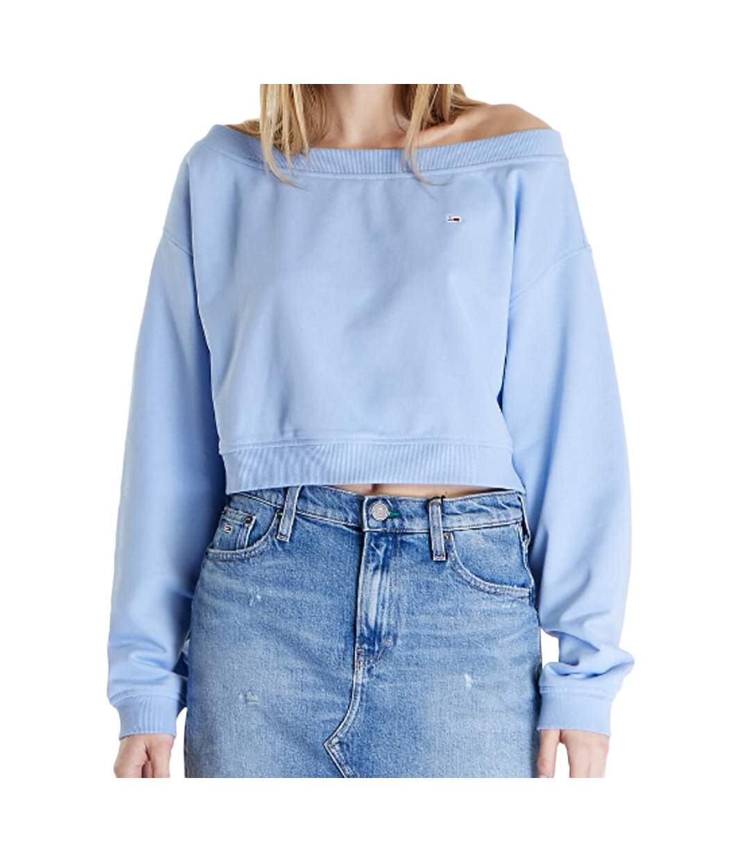 Sweat Bleu Femme Tommy Hilfiger Off Shoulder - S-1