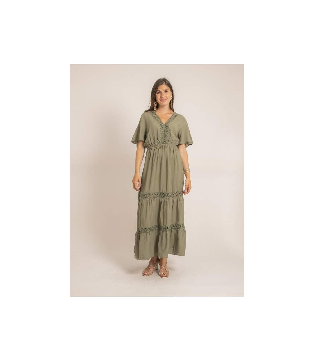 Robe longue avec broderies IREANE - Dona X Lisa-4