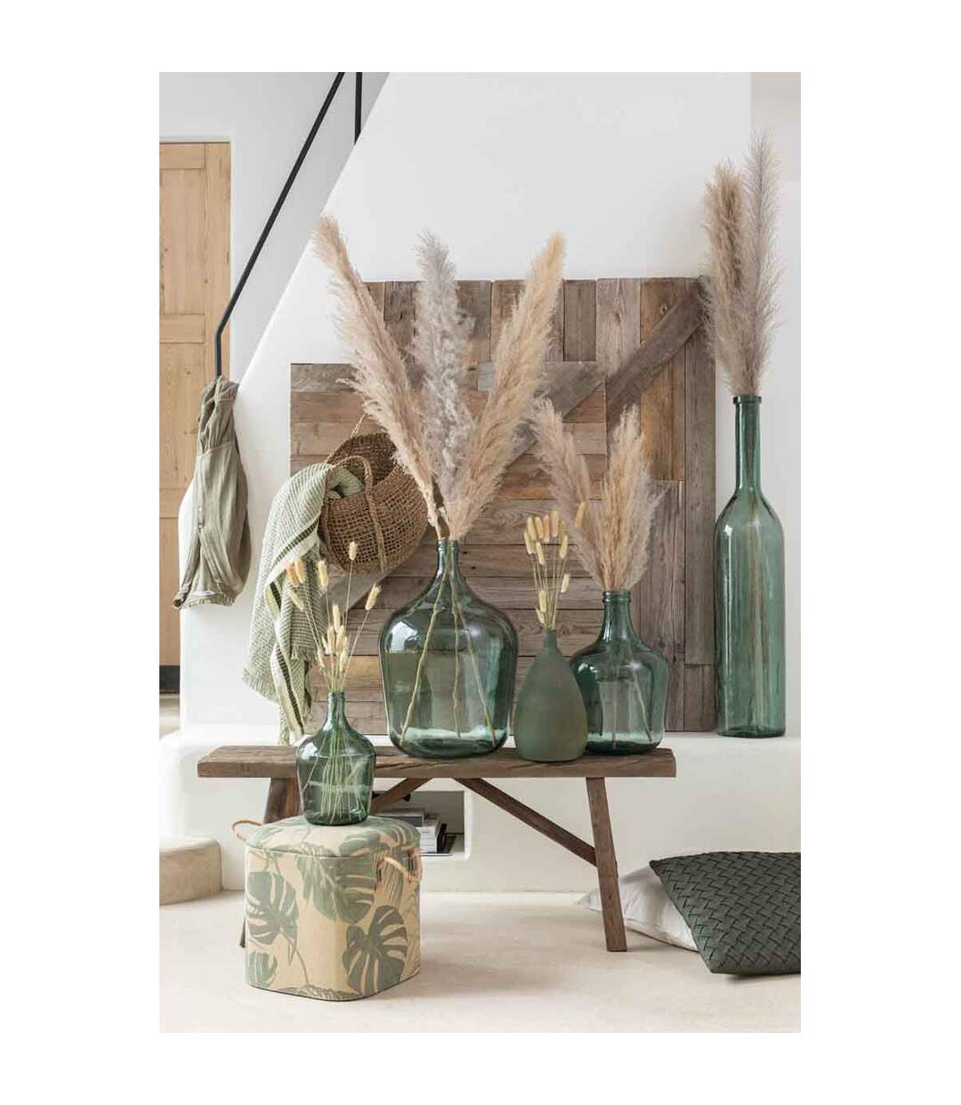 Vase Design en Verre Carafe 101cm Vert-2