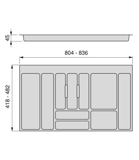 Range-couvert pour tiroir Optima Universal Pour tiroir de 90 cm