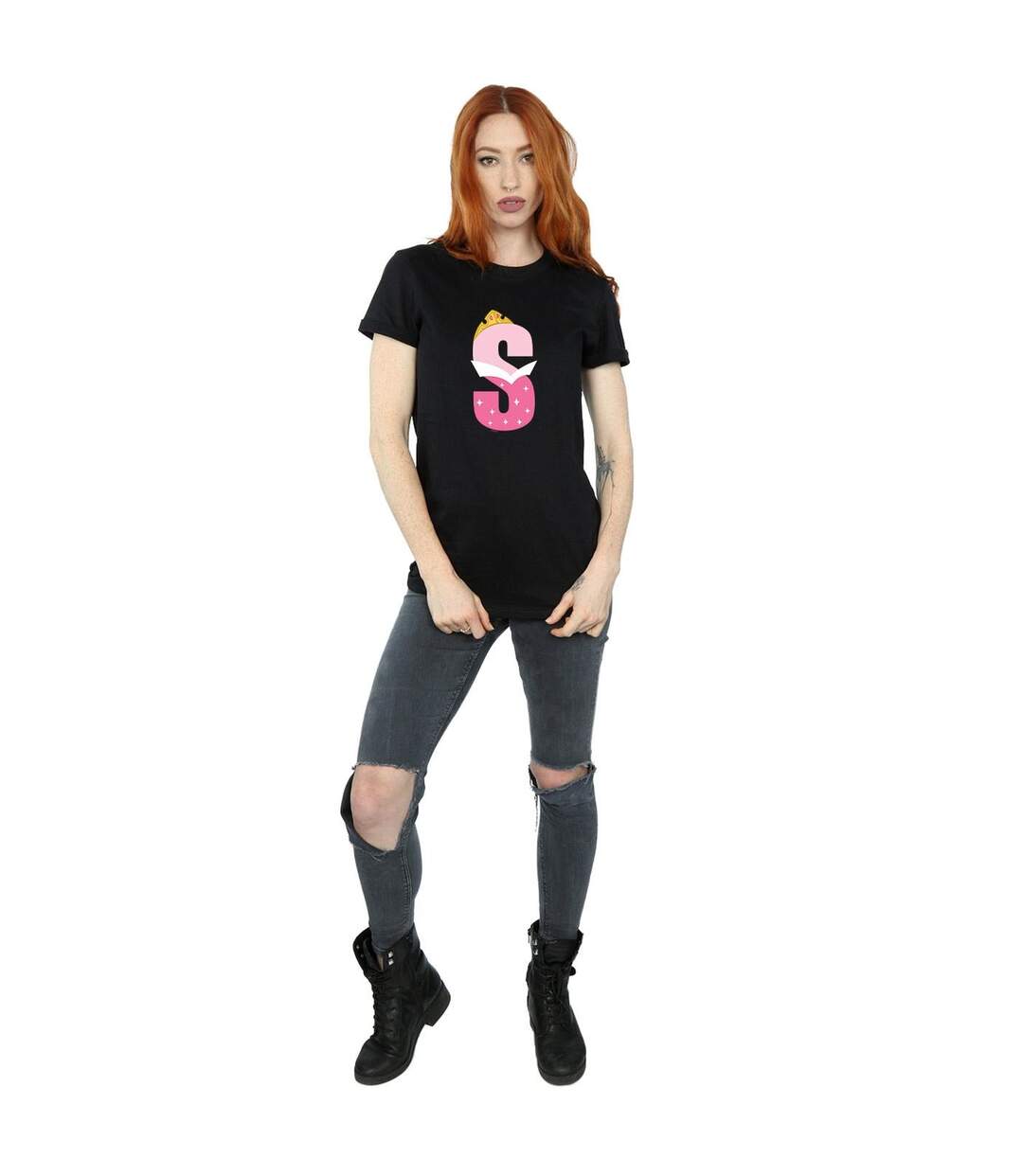 Disney Womens/Ladies Alphabet S Is For Sleeping Beauty Cotton Boyfriend T-Shirt (Noir) - UTBI42685-4