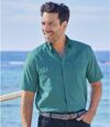 Men's Linen and Cotton Summer Shirt - Mallard Blue Atlas For Men