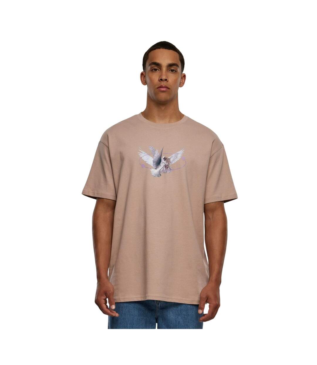 Mens Vive La Liberte Oversized T-shirt Rose Du Crépuscule Mister Tee-1
