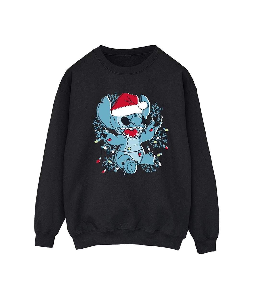 Disney - Sweat LILO AND STITCH CHRISTMAS LIGHTS SKETCH - Femme (Noir) - UTBI22680-1