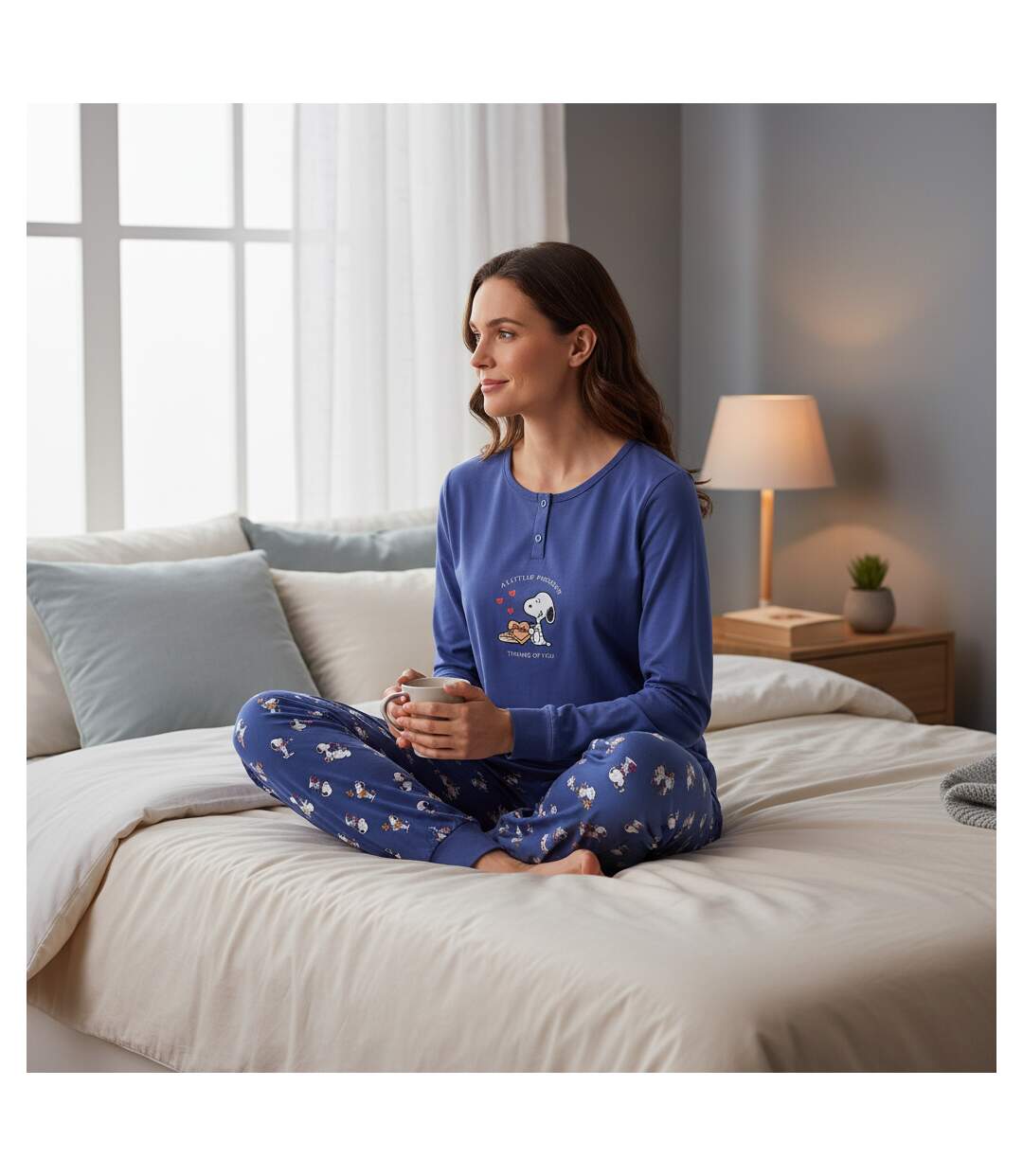 OZABI Ensemble Pyjama Femme Léger Broderie Motif Fantaisie-4