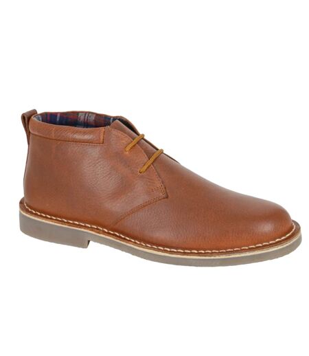 Mens Leather Desert Boots Brown Roamers