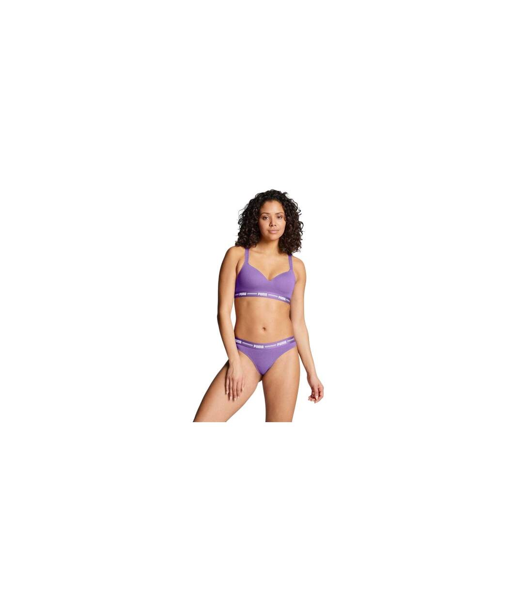 Womens/ladies Logo Low Impact Sports Bra Purple Puma-1