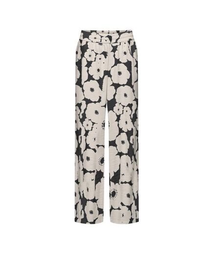Pantalon fluide beige/noir femme jdy troya