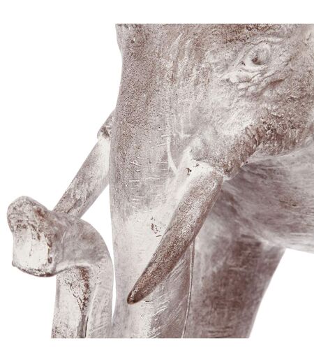 Statue Eléphant en résine - H. 30 cm - Gris effet blanchi