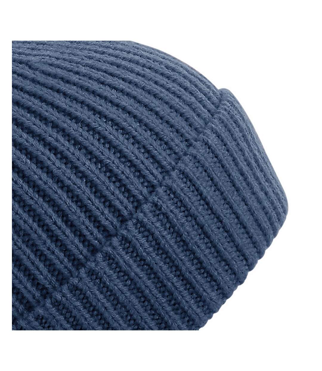 Unisex engineered knit ribbed beanie steel blue Beechfield-2