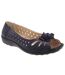 Boulevard Womens/Ladies Punched Open Toe Flower Casual Shoes (Navy Blue) - UTDF445