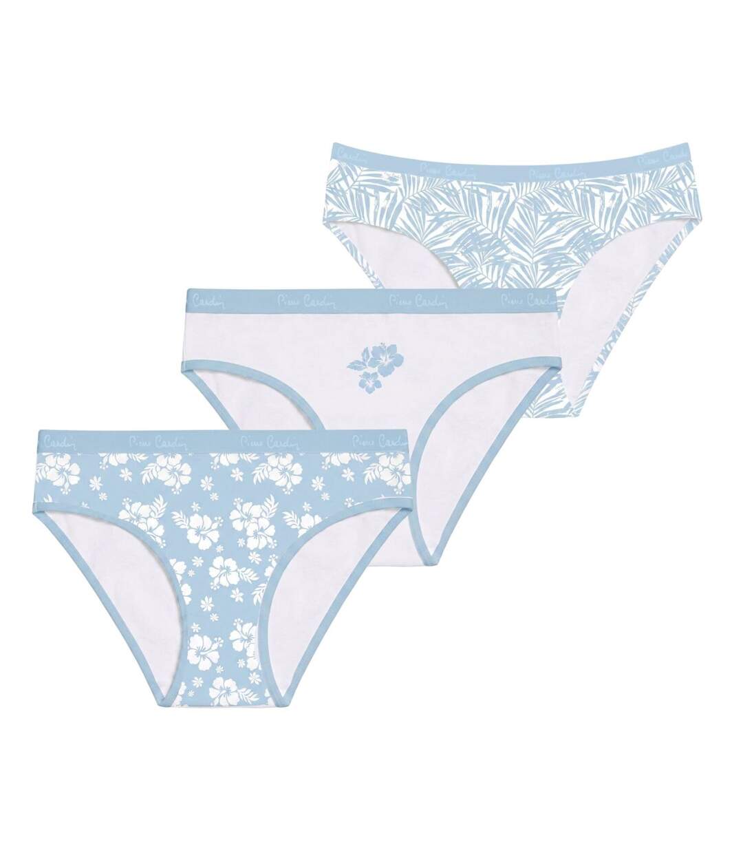 Lot de 3 slips femme  en coton uni et imprimé ceinture fine 2cm Pck1 Pierre Cardin-1
